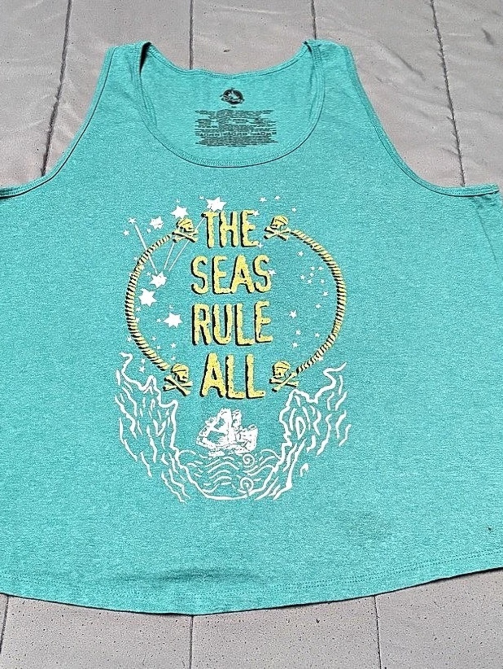 Disney The Seas Rule All Tank Top Graphic Tank Top Blue Girls 2XL